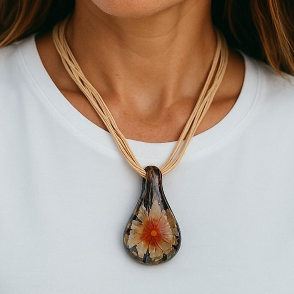 Glass Pendant Chocker Necklace